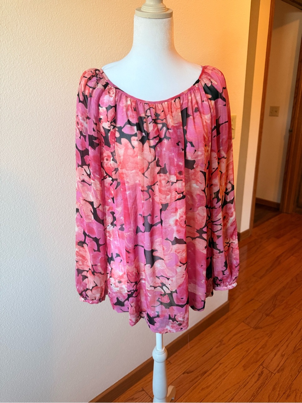 CAbi Pink Floral Off-Shoulder Blouse